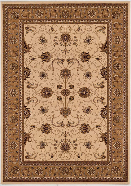 2’ x 4’ Cream and Tan Ornate Border Area Rug