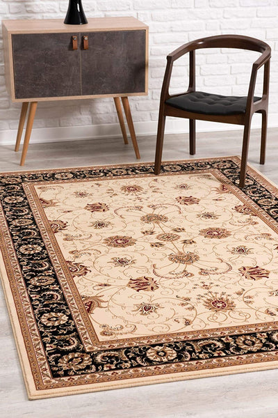 2’ x 4’ Cream and Black Decorative Area Rug