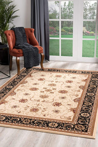 2’ x 4’ Cream and Black Decorative Area Rug