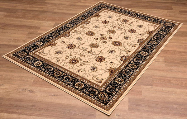 2’ x 4’ Cream and Black Decorative Area Rug