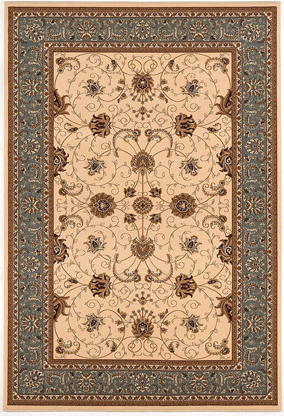 2’ x 4’ Cream and Blue Traditional Area Rug