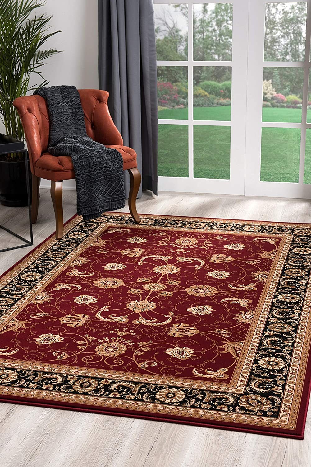 4’ x 6’ Red and Black Ornamental Area Rug