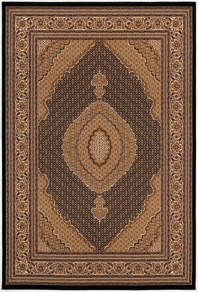 2’ x 4’ Black and Beige Medallion Area Rug