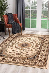 4’ x 6’ Cream Floral Medallion Area Rug