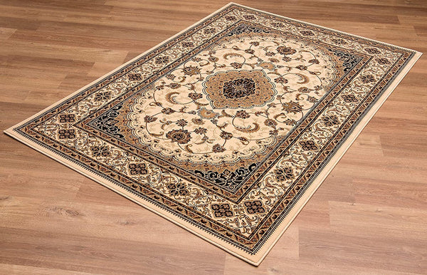 4’ x 6’ Cream Floral Medallion Area Rug