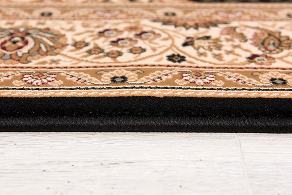 2’ x 4’ Black and Beige Embellished Area Rug