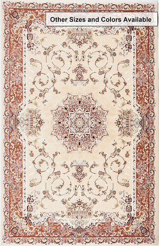 4’ x 6’ Cream Rose Traditional Pattern Area Rug