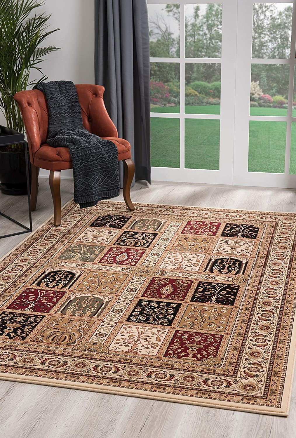 2’ x 8’ Cream Traditional Decorative Runner Rug