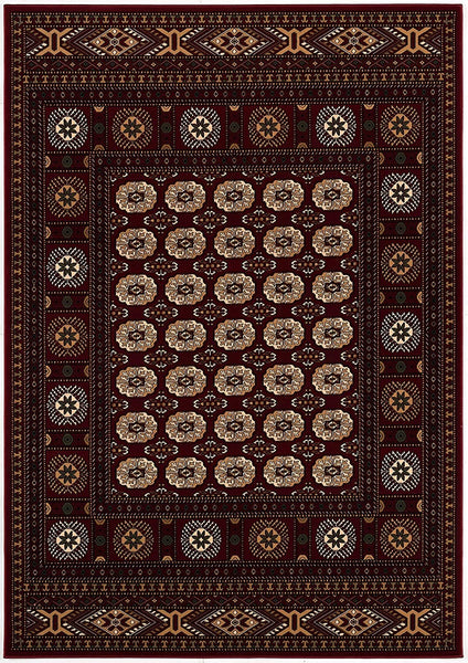 2’ x 4’ Red Eclectic Geometric Pattern Area Rug