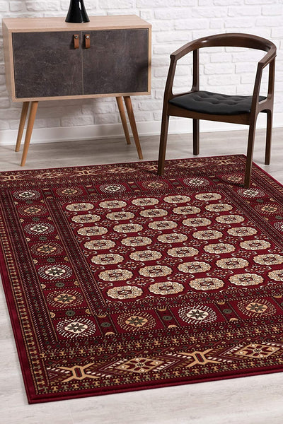 2’ x 8’ Red Eclectic Geometric Pattern Runner Rug