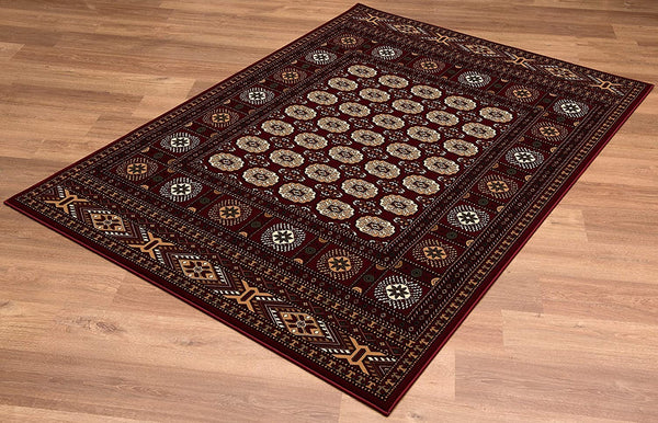 2’ x 8’ Red Eclectic Geometric Pattern Runner Rug