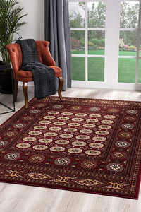 3’ x 5’ Red Eclectic Geometric Pattern Area Rug