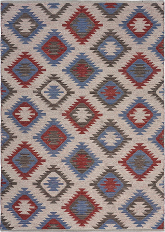 3’ x 5’ Red and Blue Geometric Diamonds Area Rug