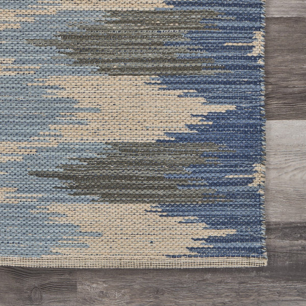 3’ x 5’ Blue and Cream Ikat Pattern Area Rug