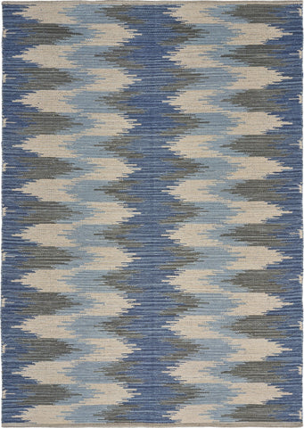 3’ x 5’ Blue and Cream Ikat Pattern Area Rug