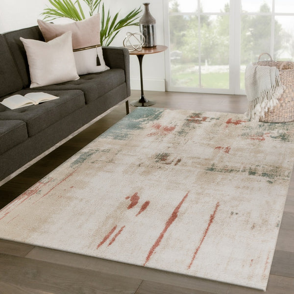 8’ x 9’ Tan Abstract Watercolor Area Rug