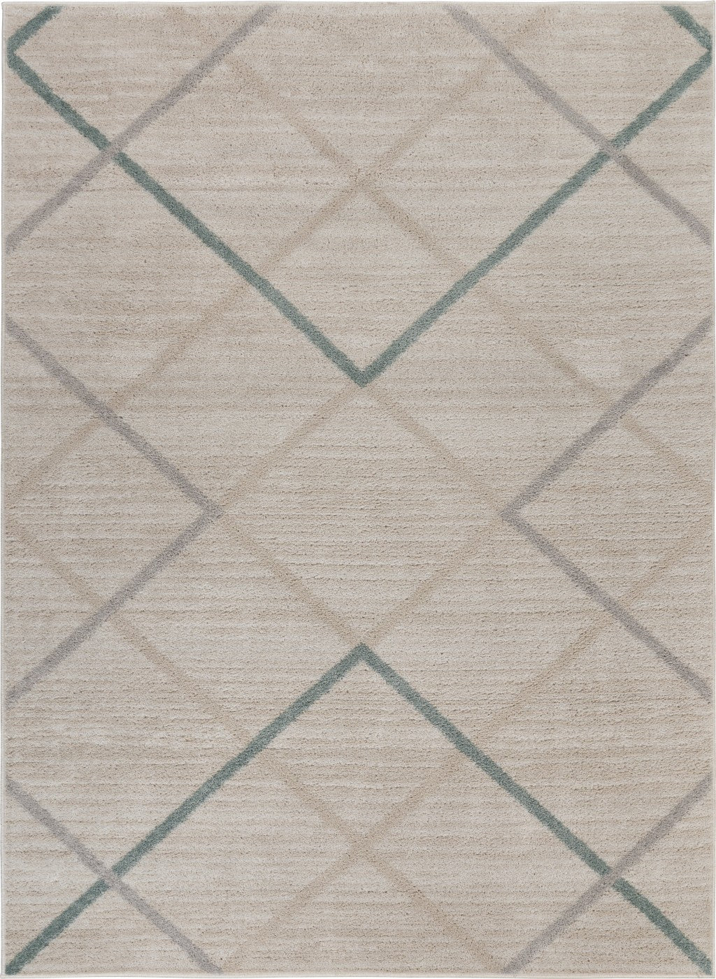 5’ x 7’ Beige Geometric Diamonds Area Rug