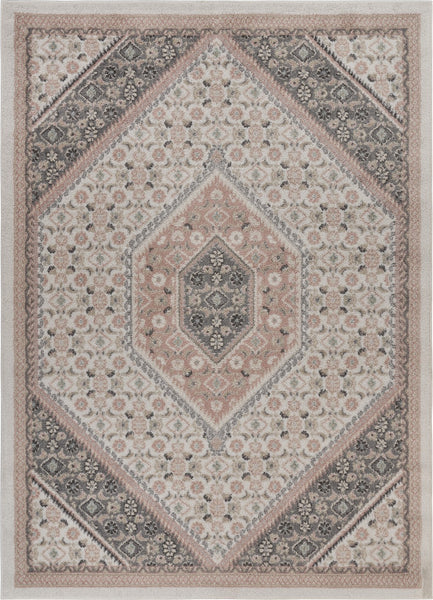 5’ x 7’ Gray and Blush Traditional Area Rug