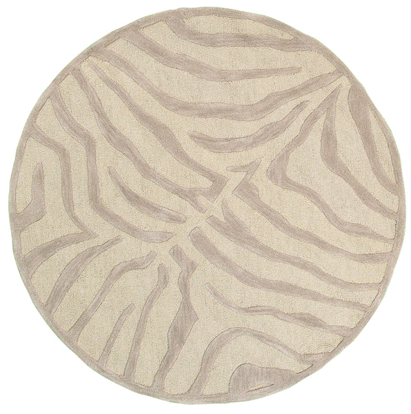 3’ Round Taupe Zebra Pattern Area Rug