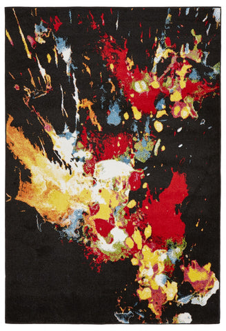 5’ x 7’ Black Abstract Explosion Area Rug