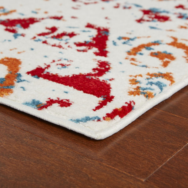 8’ x 9’ Red and White Abstract Diamonds Area Rug