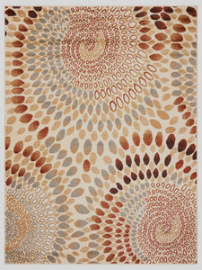 5’ x 7’ Cream and Brown Swirls Area Rug