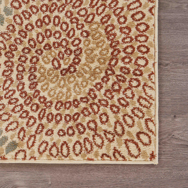 5’ x 7’ Cream and Brown Swirls Area Rug