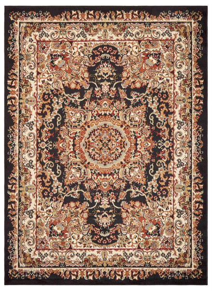 7’ x 9’ Black Royal Medallion Area Rug