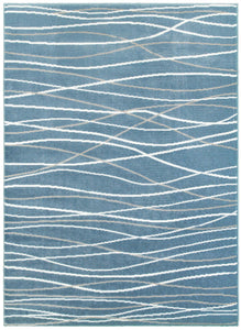 5’ x 7’ Blue Contemporary Waves Area Rug