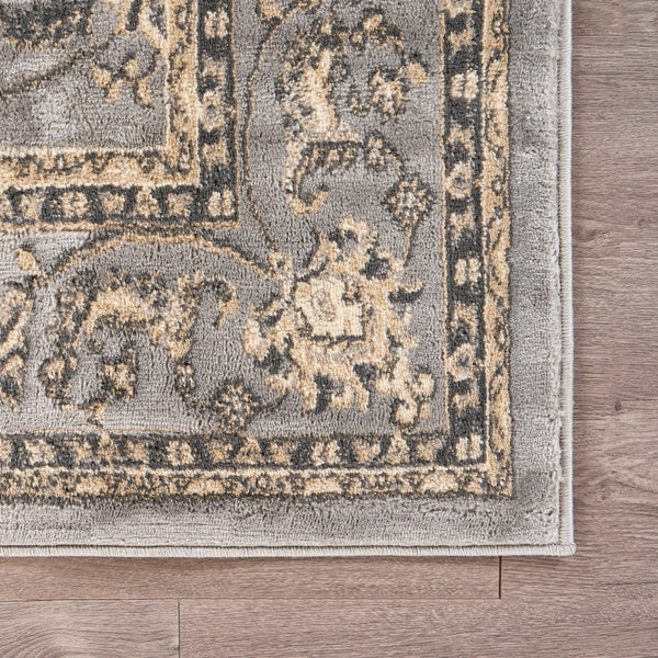 5’ x 7’ Gray Floral Vines Traditional Area Rug