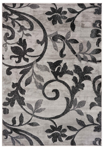 5’ x 7’ Gray Filigree Vines Area Rug