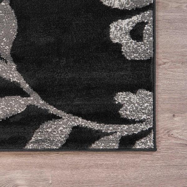 5’ x 7’ Black Filigree Vines Area Rug