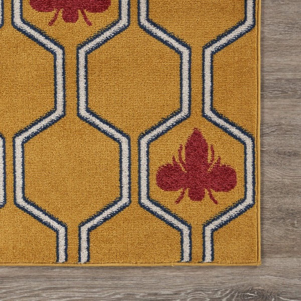 5’ x 7’ Yellow and Red Honey Bee Area Rug