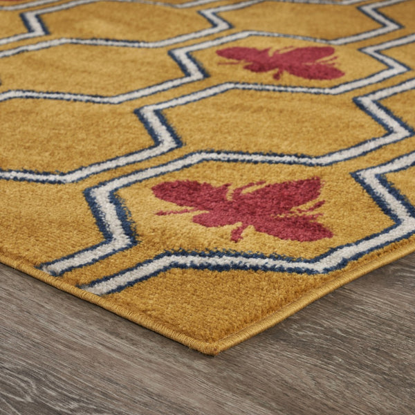 8’ x 9’ Yellow and Red Honey Bee Area Rug