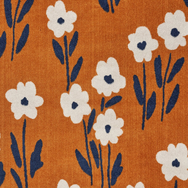 5’ x 7’ Orange and Ivory Flower Field Area Rug