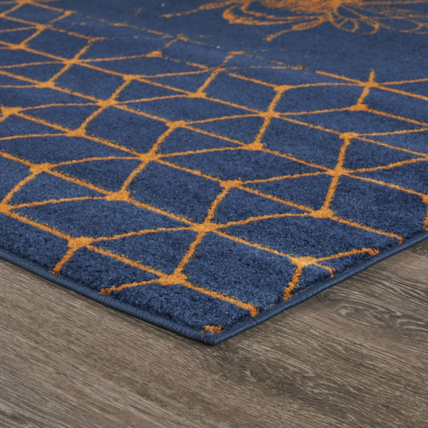 5’ x 7’ Navy and Orange Honeybee Area Rug