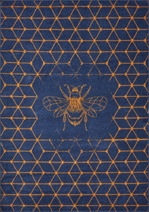 5’ x 7’ Navy and Orange Honeybee Area Rug