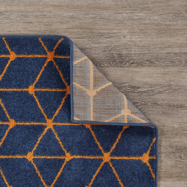 5’ x 7’ Navy and Orange Honeybee Area Rug