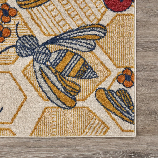 5’ x 7’ Gold and Ivory Bustling Bee Area Rug