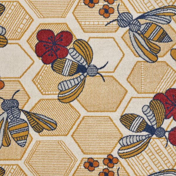 8’ x 9’ Gold and Ivory Bustling Bee Area Rug