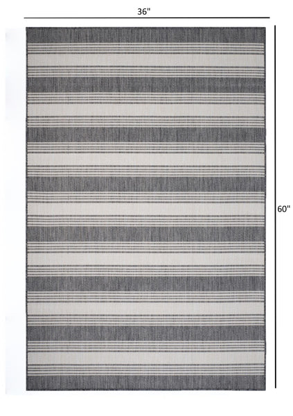 3’ x 5’ Gray Striped Indoor Outdoor Area Rug