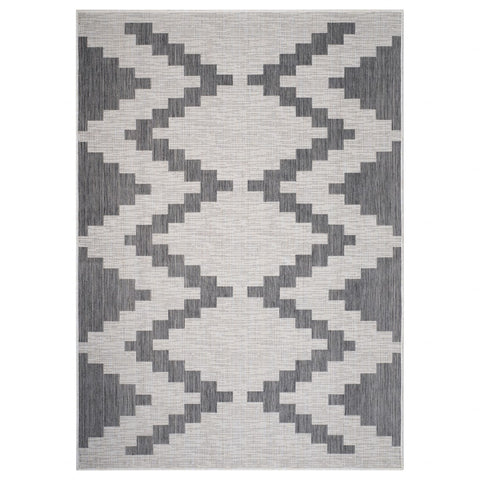 5’ x 7’ Gray Geometric Indoor Outdoor Area Rug