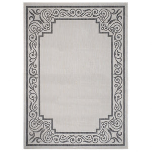 3’ x 5’ Gray Ornate Border Indoor Outdoor Area Rug