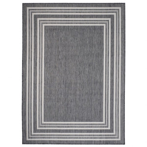 3’ x 5’ Gray Striped Border Indoor Outdoor Area Rug