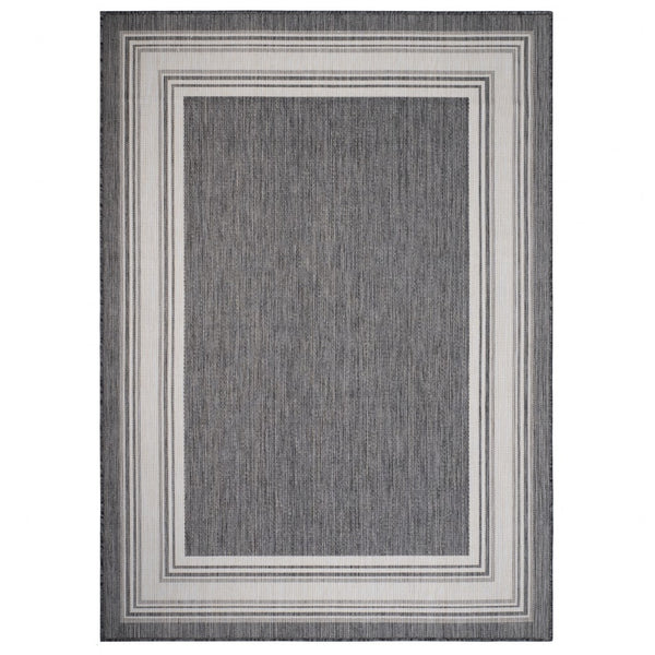 3’ x 5’ Gray Framed Indoor Outdoor Area Rug