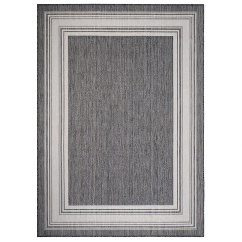 3’ x 5’ Gray Framed Indoor Outdoor Area Rug