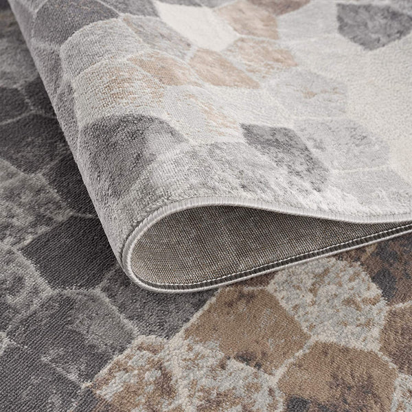 2’ x 10’ Beige Cobblestone Pattern Runner Rug