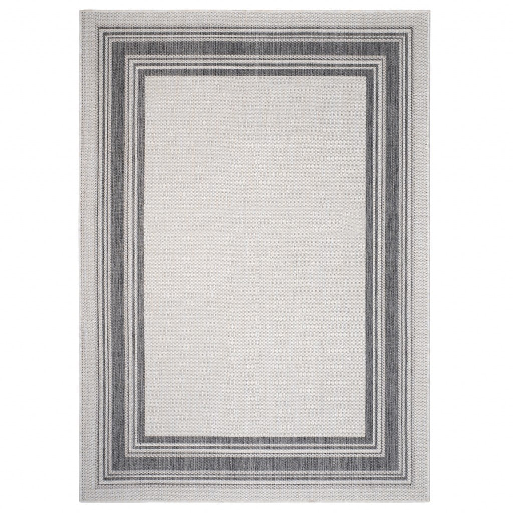 3’ x 5’ Gray Framed Indoor Outdoor Area Rug