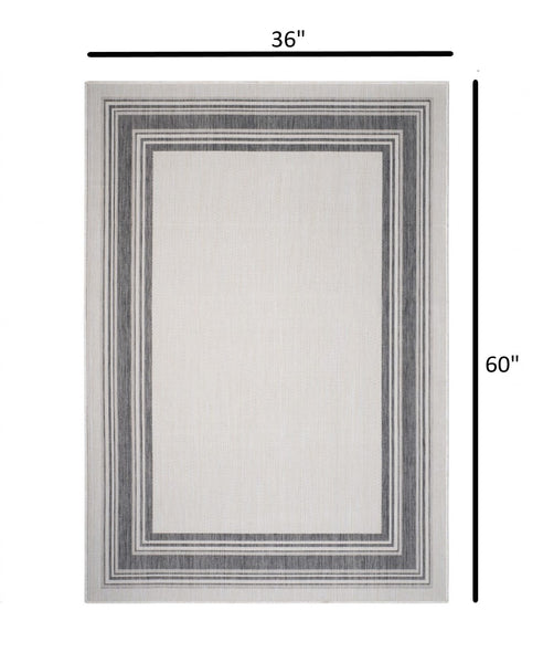 3’ x 5’ Gray Framed Indoor Outdoor Area Rug