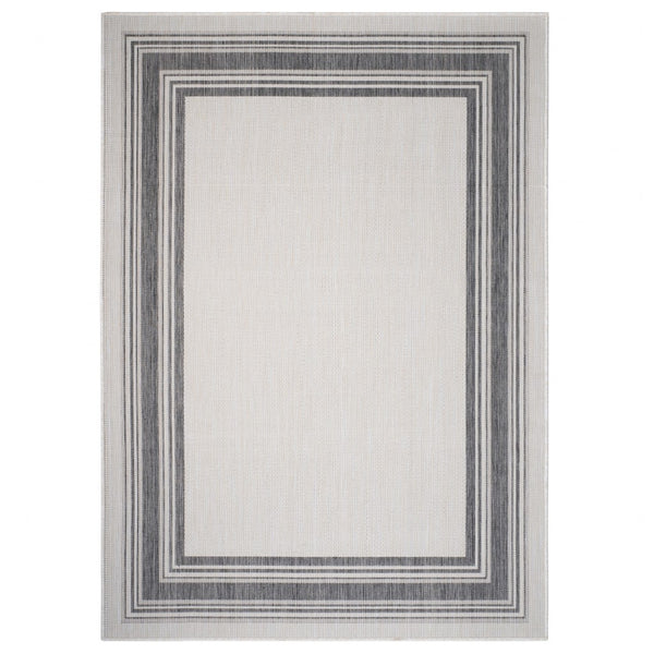 3’ x 5’ Gray Framed Indoor Outdoor Area Rug